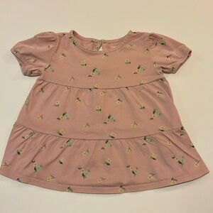 Girls Carters Tiered Short Sleeve Pink Blouse Top Size 4T